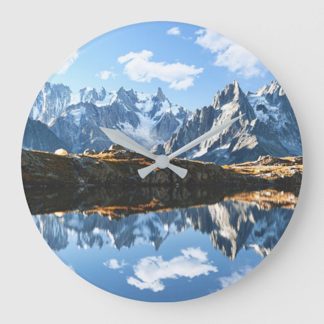Mountains | Mont Blanc Massif, France Large Clock (Front)