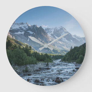 Mountains Mont Blanc Massif, Italy Large Clock