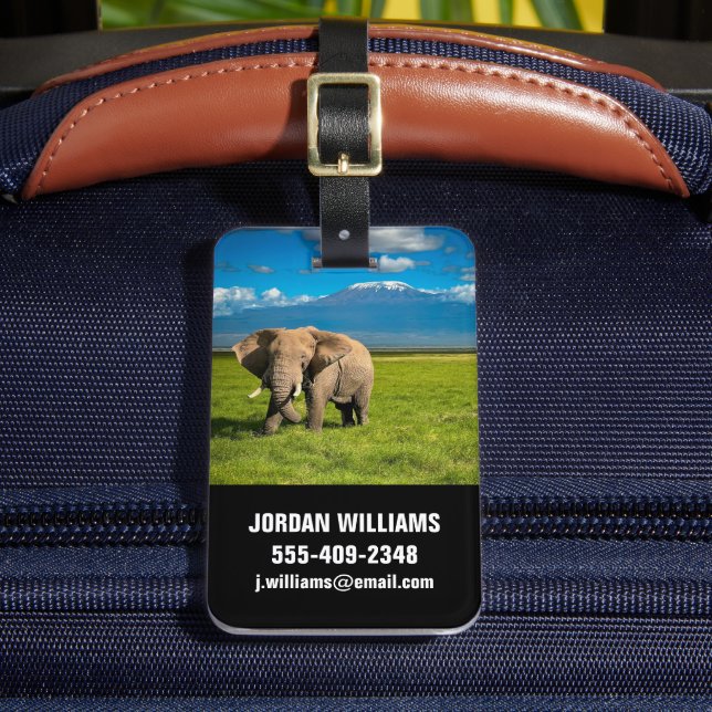 Mountains | Mount Kilimanjaro Tanzania, Africa Luggage Tag (Front Insitu 2)