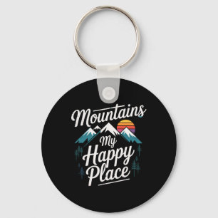 Mountains My Happy Place Mountain Trail Hiking Key Ring