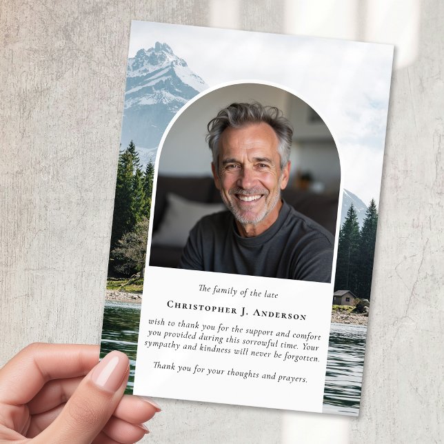 Mountains Nature Photo Sympathy Funeral Memorial Thank You Card (Creator Uploaded)