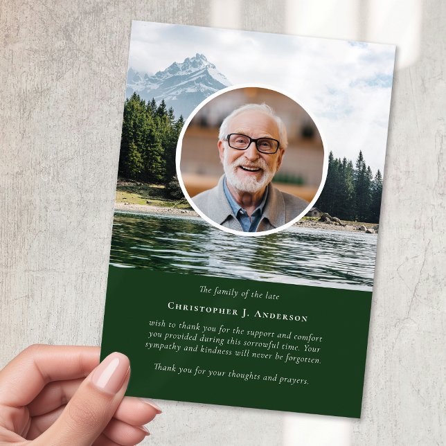 Mountains Nature Photo Sympathy Funeral Memorial Thank You Card (Creator Uploaded)