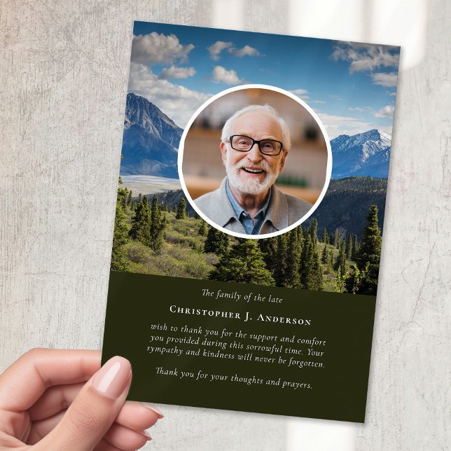 Mountains Nature Photo Sympathy Funeral Memorial Thank You Card (Creator Uploaded)
