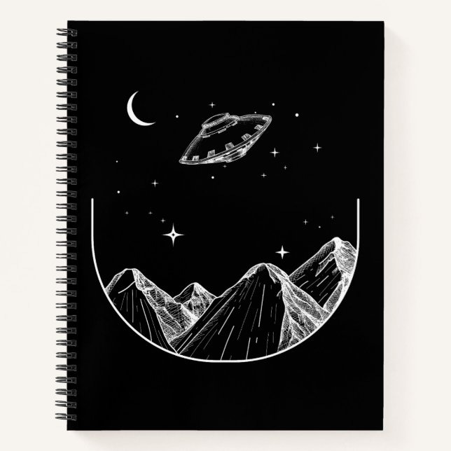 Mountains Night Sky UFO Notebook (Front)