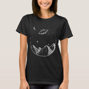 Mountains Night Sky UFO T-Shirt