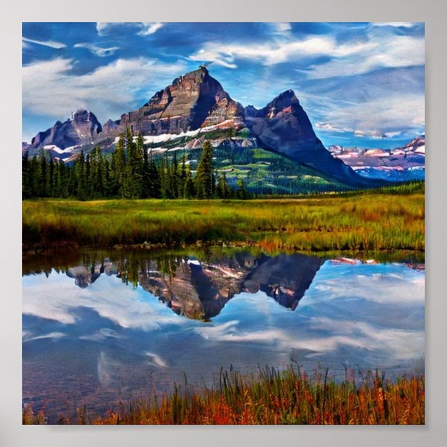 Mountains of Glacier National Park Poster (Front)