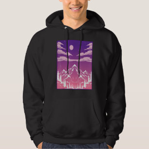 Mountains Outdoors Nature Moonlight Moon Forest Hoodie