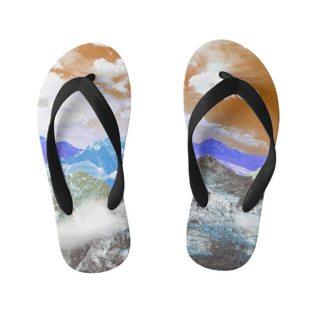 Mountains (photo montage) 2 kid's flip flops (Footbed)