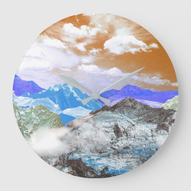 Mountains (photo montage) 2 large clock (Front)