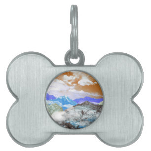 Mountains (photo montage) 2 pet ID tag