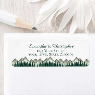 Mountains & Pine Small Wedding Return Address