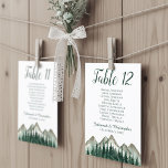 Mountains & Pine Table Seating Chart Card Large<br><div class="desc">These beautiful table number cards will make it easy for your guests to find their seats at your wedding reception. They feature a simple yet elegant design with script calligraphy lettering and a watercolor mountain range with pine trees in the foreground. The card includes a seating chart with 10 names....</div>