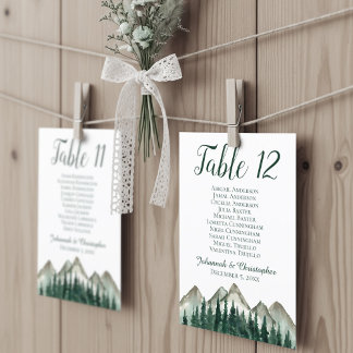 Mountains & Pine Table Seating Chart Card Large
