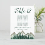 Mountains & Pine Table Seating Chart Card Large<br><div class="desc">These beautiful table number cards will make it easy for your guests to find their seats at your wedding reception. They feature a simple yet elegant design with script calligraphy lettering and a watercolor mountain range with pine trees in the foreground. The card includes a seating chart with 10 names....</div>