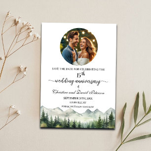 Mountains Pines 15th Wedding Anniversary Photo Save The Date