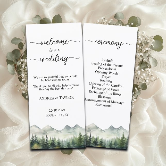 Mountains Pines Wedding Ceremony Program (Creator Uploaded)