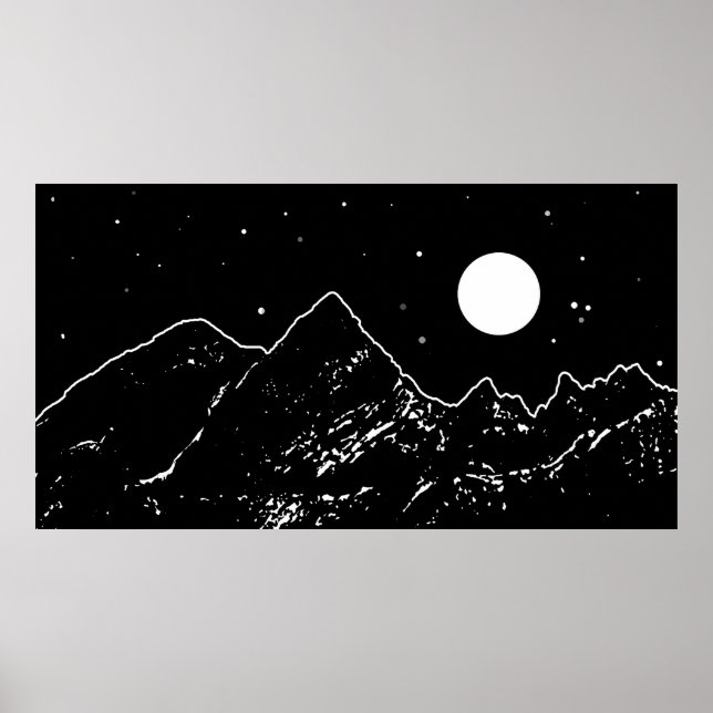 Mountains range landscape black and white graphic poster (Front)