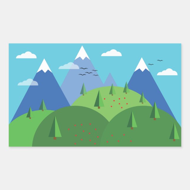 Mountains Rectangular Sticker (Front)