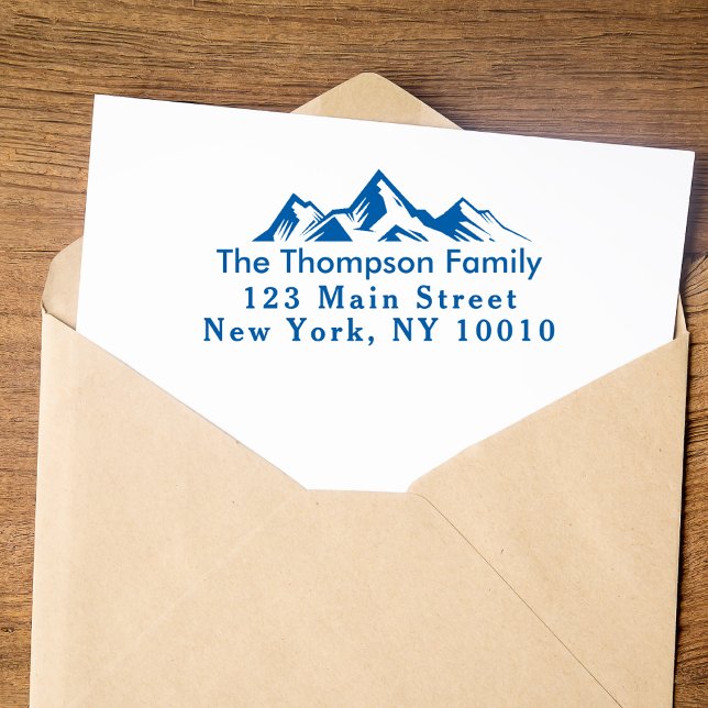 Mountains Return Address Family Name Custom Self-inking Stamp (Creator Uploaded)