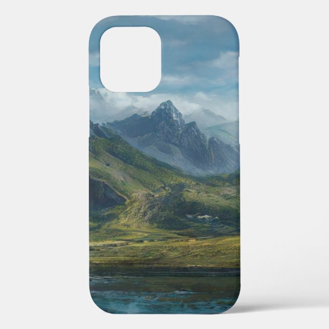 Mountains river grass pasture Case-Mate iPhone case (Back)
