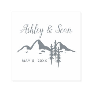 Mountains Rustic Wedding Monogram Self-inking Stamp