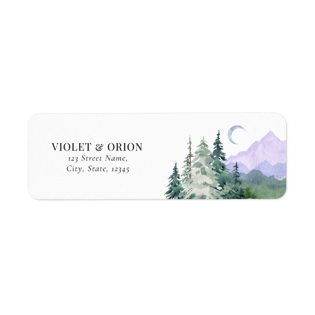 Mountains Rustic Wedding Return Address  (Front)