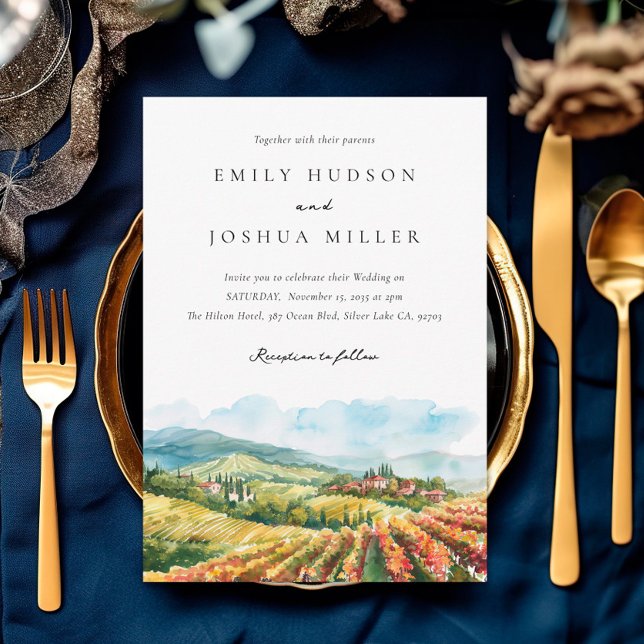 Mountains Rustic Winery Landscape Wedding Invitation (Creator Uploaded)