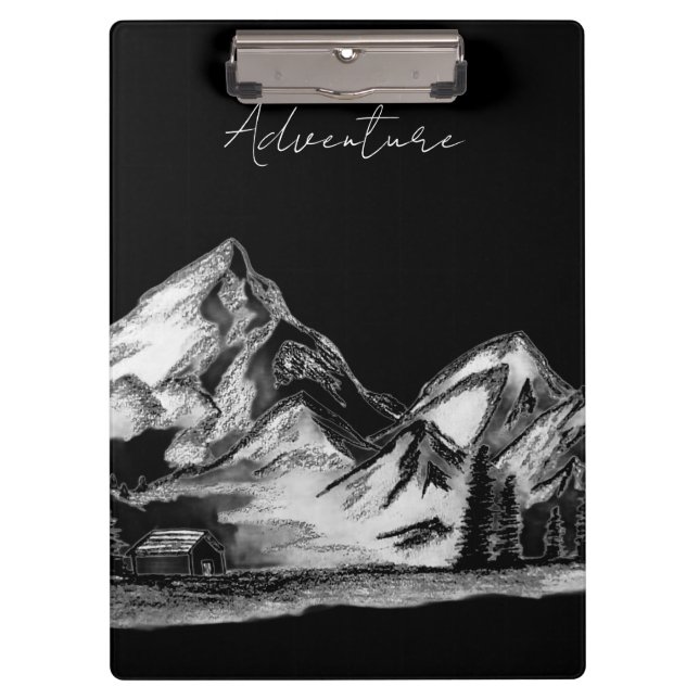 Mountain's Scene Sketch hand-drawn valley trees  Clipboard (Front)