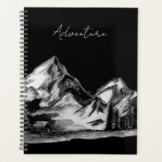 Mountain's Scene Sketch hand-drawn valley trees Planner