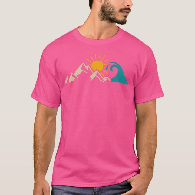 Mountains  Sea Hiking Surfer Climbing Hiker Nature T-Shirt (Front)