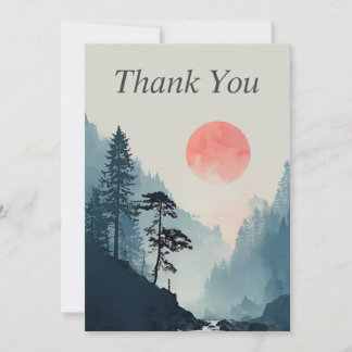 Mountains & Setting Sun Thank You Card