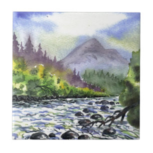 Mountains Sky Painting Destiny Artistic Nature Tile