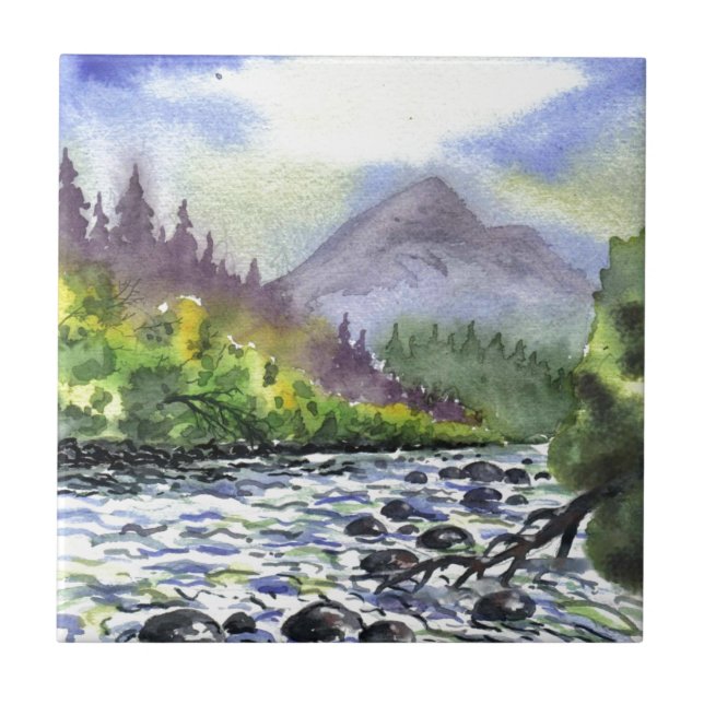 Mountains Sky Painting Destiny Artistic Nature Tile (Front)