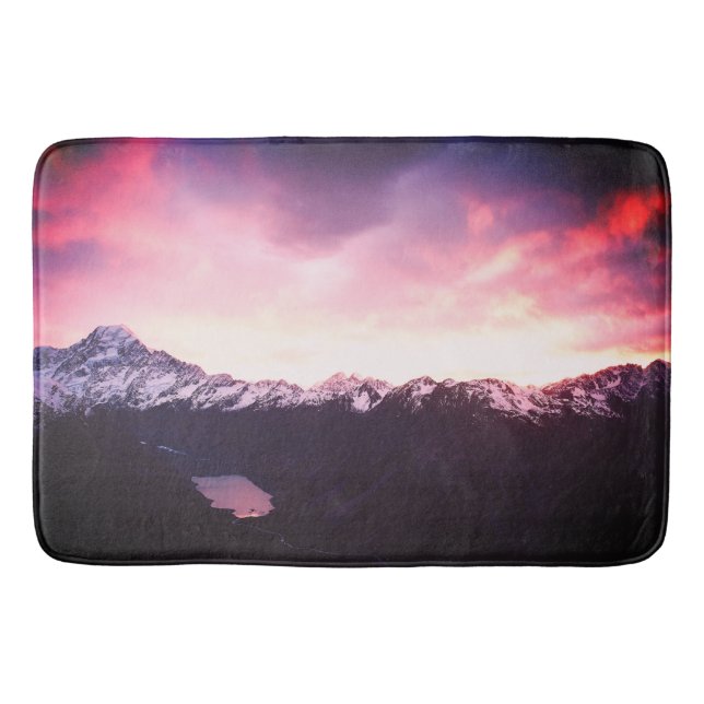 *~* Mountains Sky Purples Pinks & Lavender Photo Bath Mat (Front)