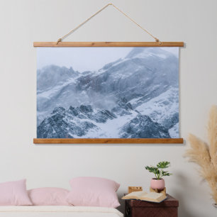 Mountains snow and fog hanging tapestry