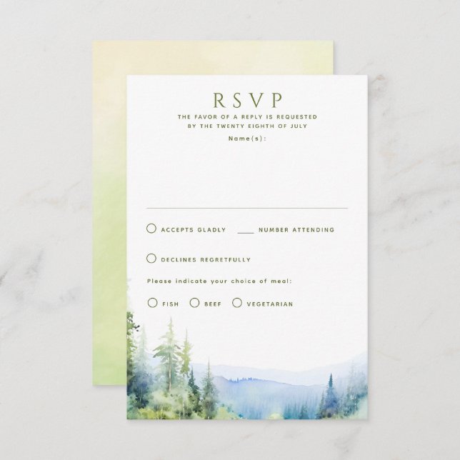 Mountains Summer Wedding RSVP Cards (Front/Back)