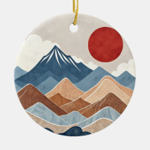 Mountains Sunset Beauty Ceramic Tree Decoration