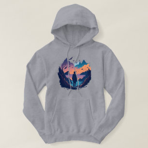 Mountains Sunset Graphic Nature Lover Gift  Hoodie