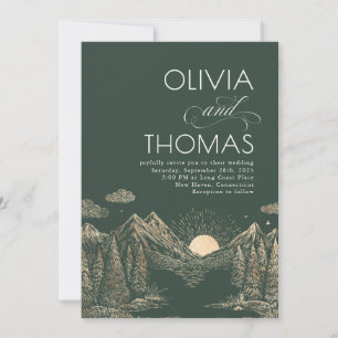 Mountains Sunset Nature Wedding Elegant Invitation