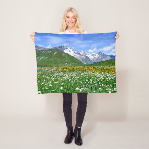 Mountains Swiss Alps Valley Spring Fleece Blanket