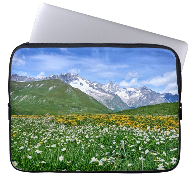 Mountains | Swiss Alps Valley Spring Laptop Sleeve (Front)