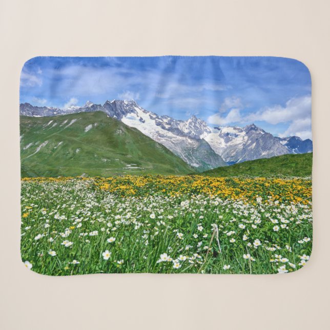 Mountains | Swiss Alps Valley Spring Sherpa Blanket (Front (Horizontal))