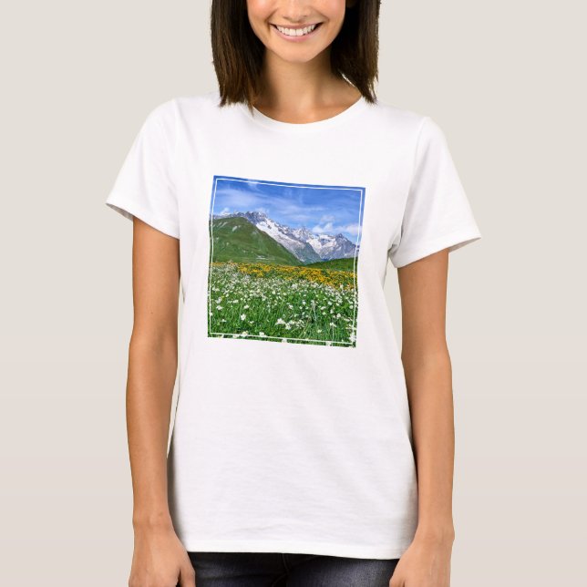 Mountains | Swiss Alps Valley Spring T-Shirt (Front)