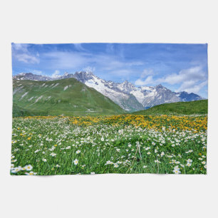 Mountains   Swiss Alps Valley Spring Tea Towel