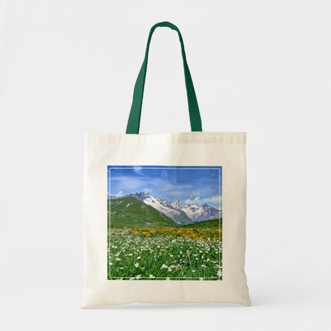 Mountains | Swiss Alps Valley Spring Tote Bag (Front)