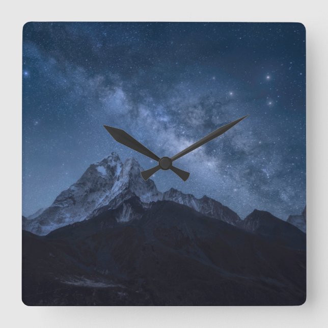 Mountains | Thamserku Mountain, Nepal Square Wall Clock (Front)