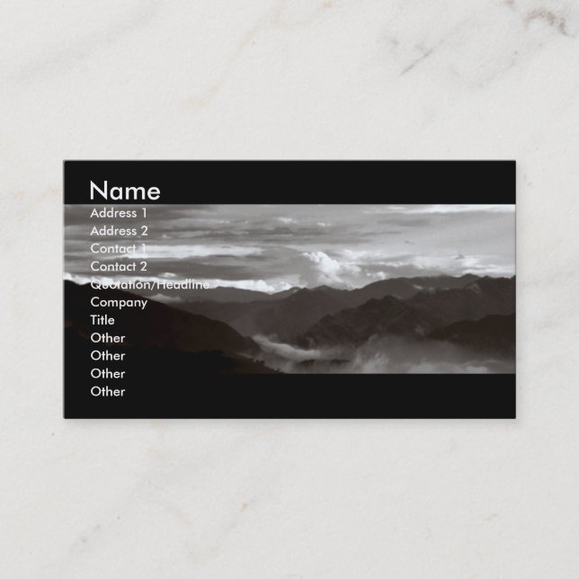 Mountains; The Ethereal/B&W Landscape Business Card (Front)
