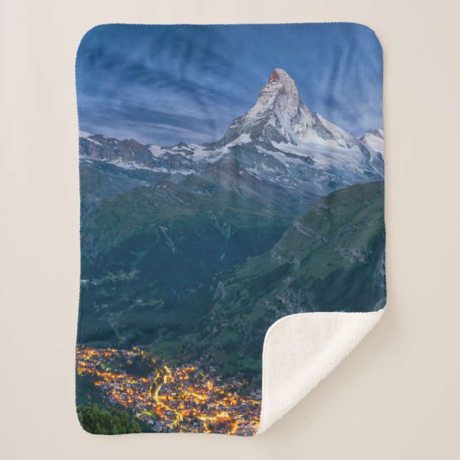 Mountains | The Matterhorn, Zermatt, Swiss Alps Sherpa Blanket (Front)