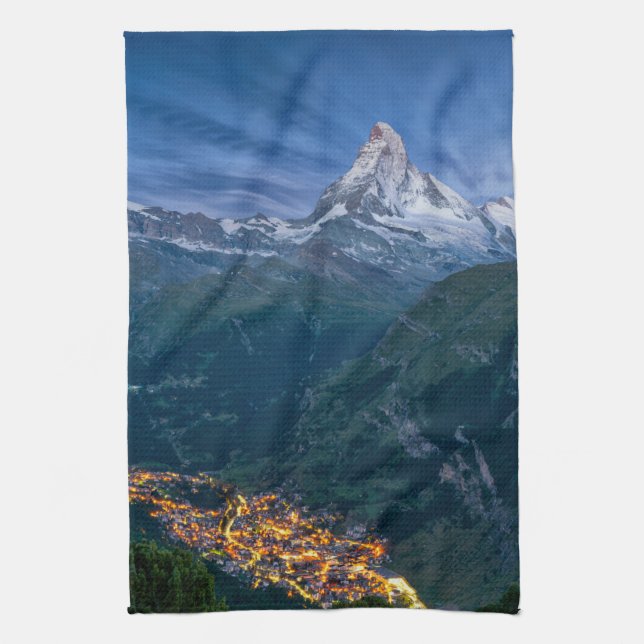 Mountains | The Matterhorn, Zermatt, Swiss Alps Tea Towel (Vertical)