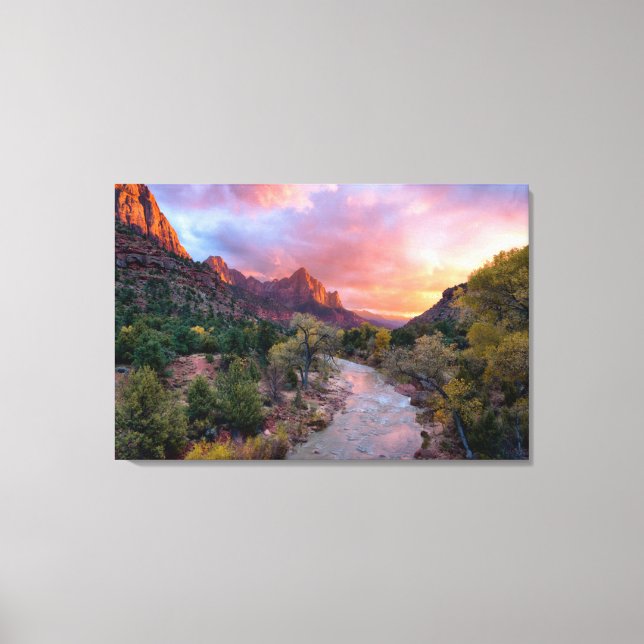 Mountains | The Watchman Zion Nathional Park Utah Canvas Print (Front)
